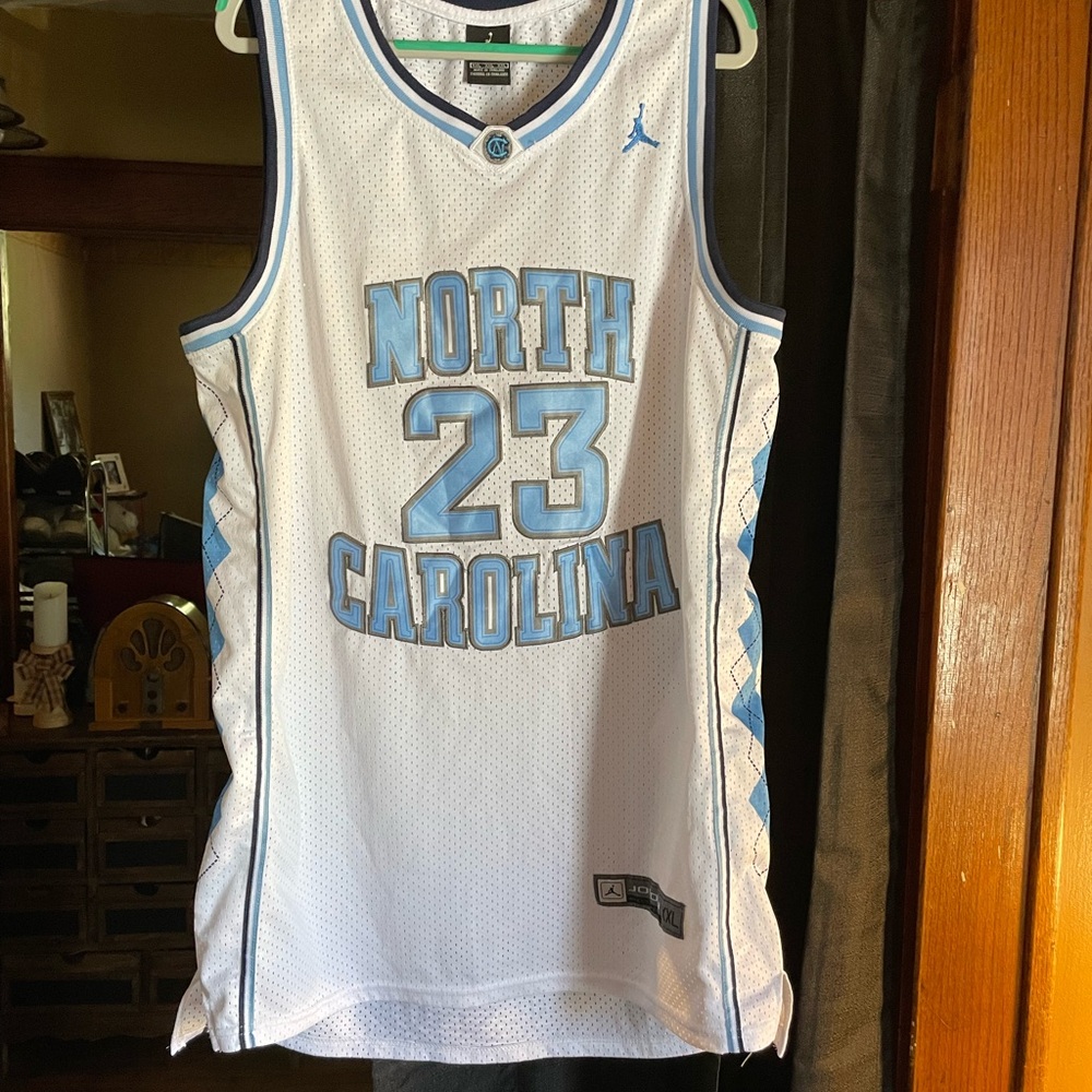 Nike White and Blue North Carolina Men's Jersey